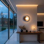 Applique Murale Bois Travertin Boule Lumineuse