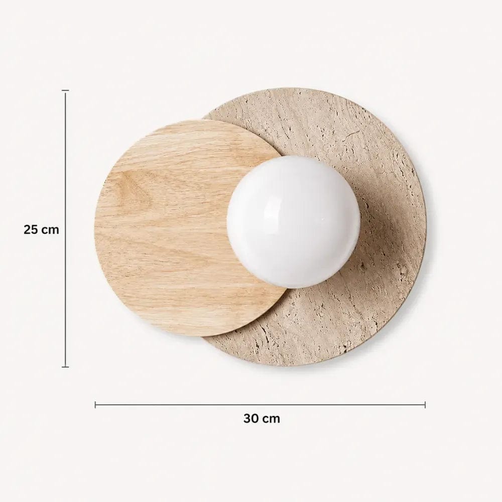 Applique Murale Bois Travertin Boule Lumineuse