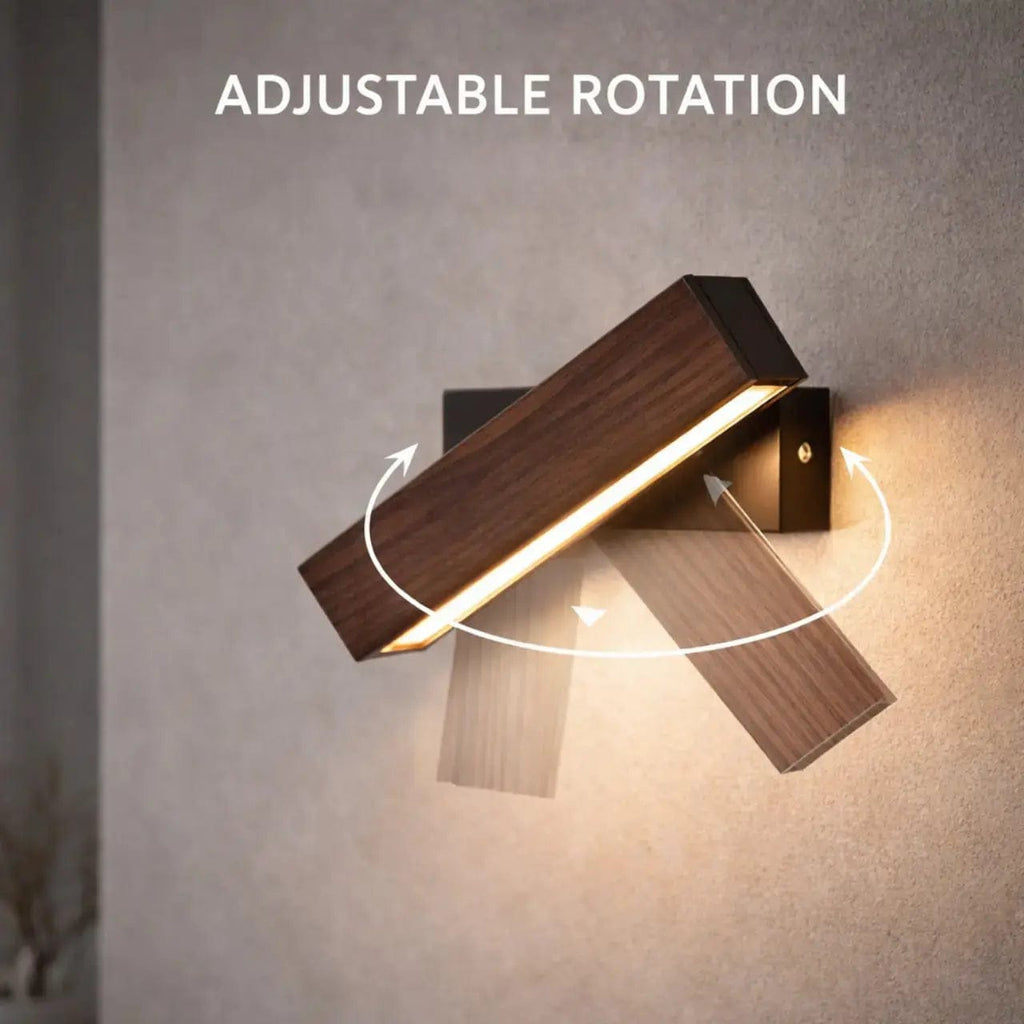 Applique Murale LED Bois Noyer Design Rectangulaire