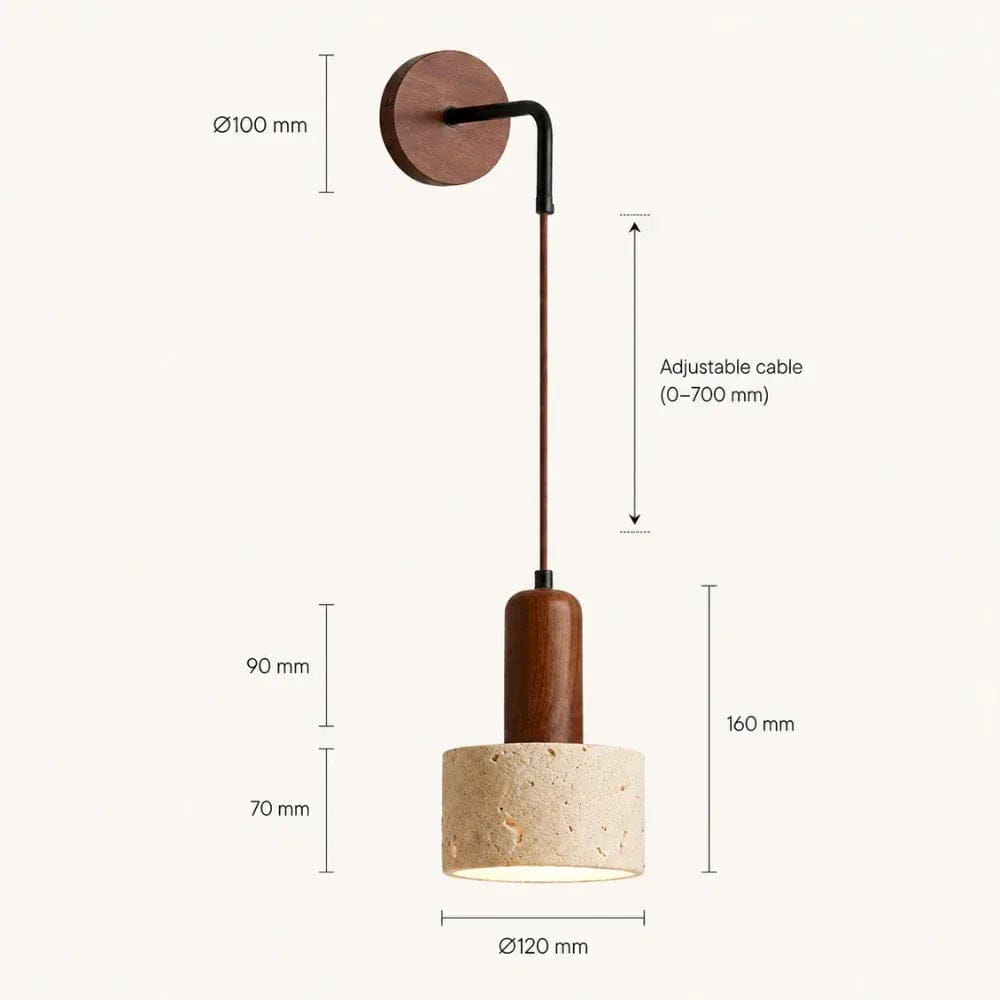 Applique Murale Suspendue Travertin Câble Réglable
