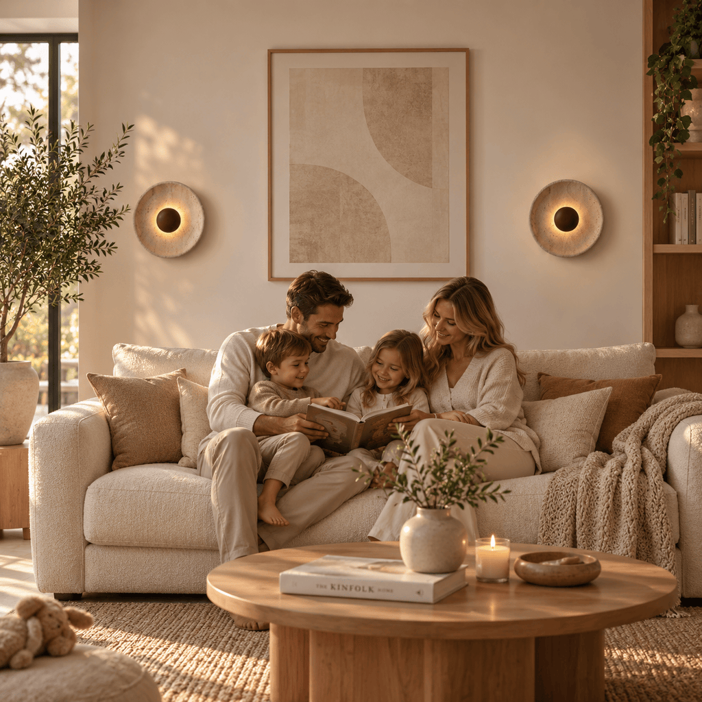 Applique Murale Travertin Design Halo Lumineux
