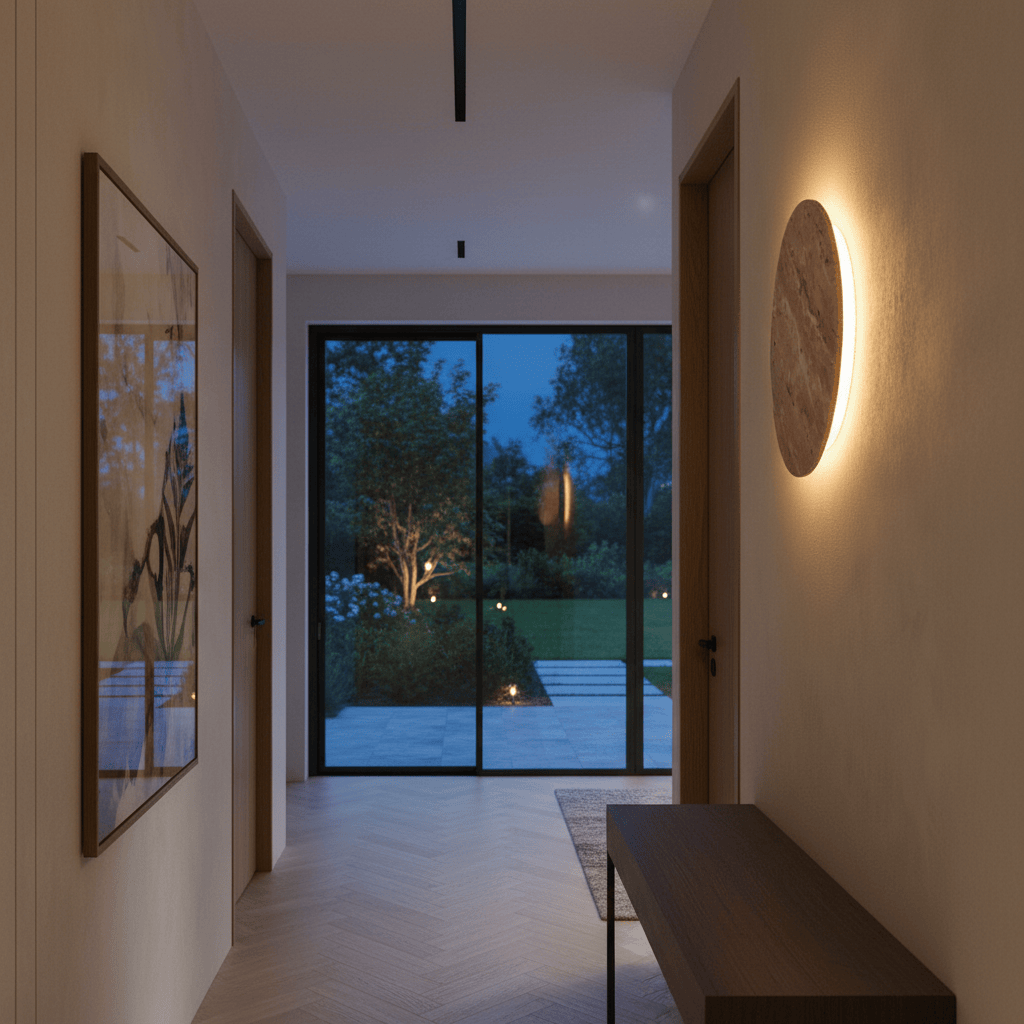 Applique Murale Travertin Ronde LED Halo