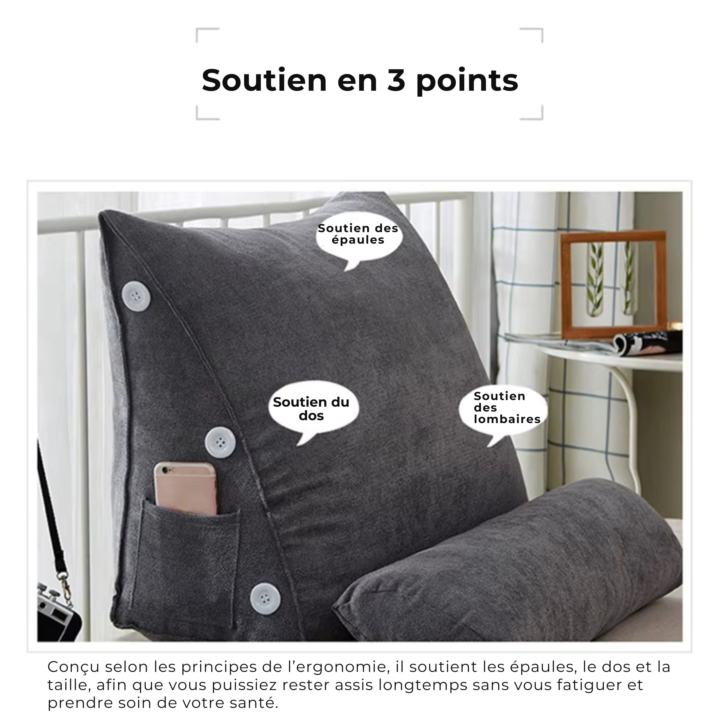 Coussin Triangulaire Jaune