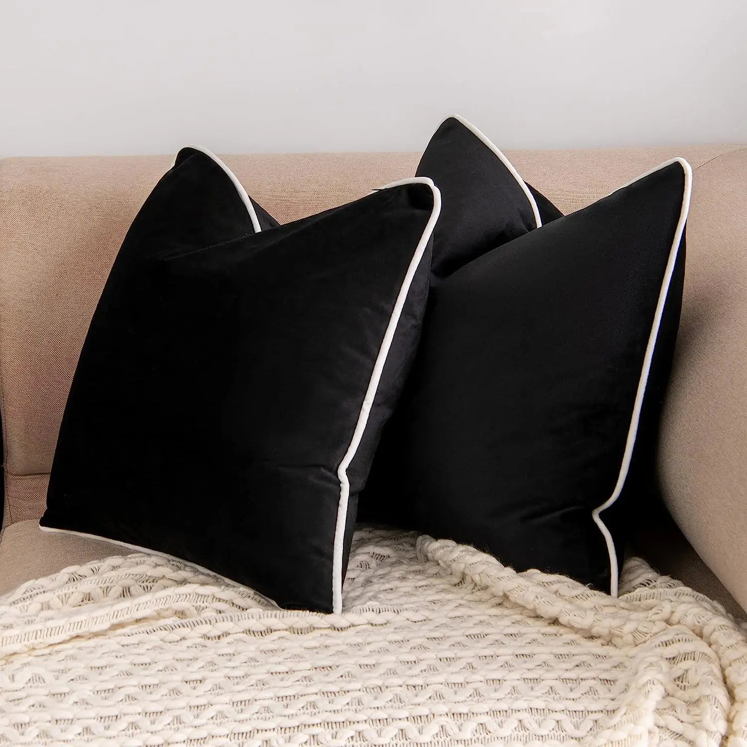 Housse de Coussin Noir et Blanc