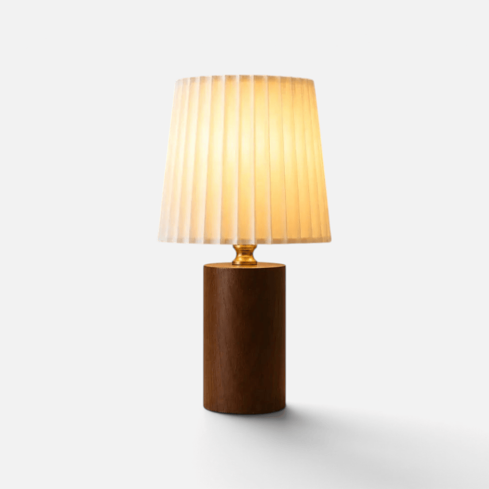 Lampe de Chevet Bois Abat-jour Plissé