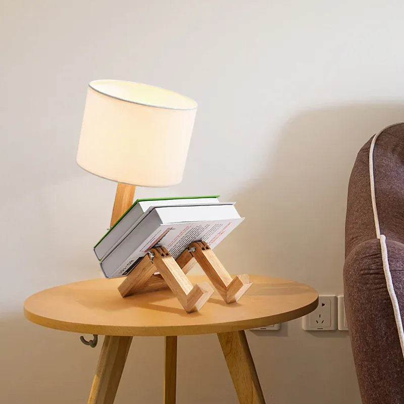 Lampe de Chevet Bois Design Robot