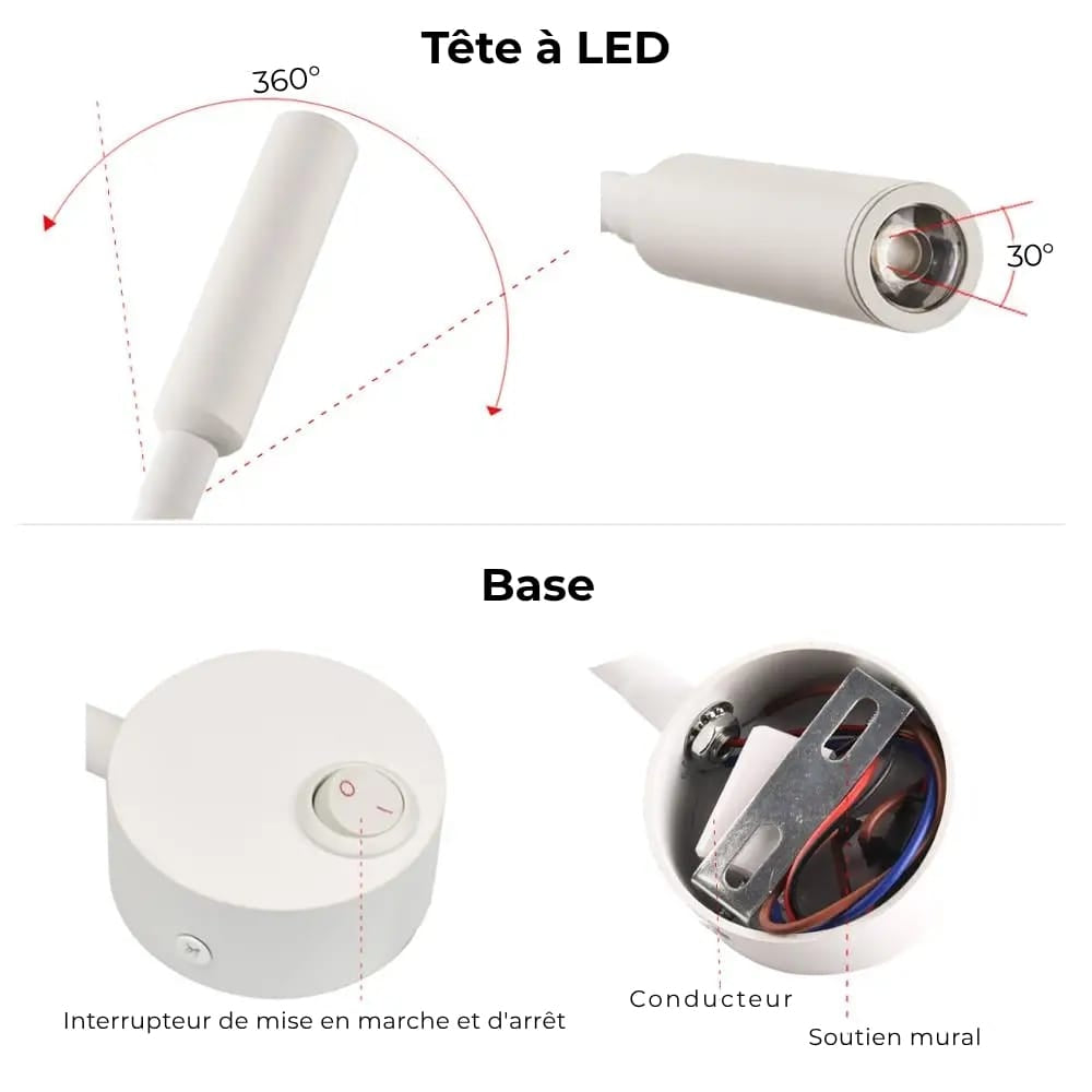 Lampe de Chevet Murale LED Flexible