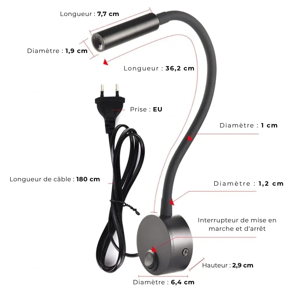Lampe de Chevet Murale LED Flexible