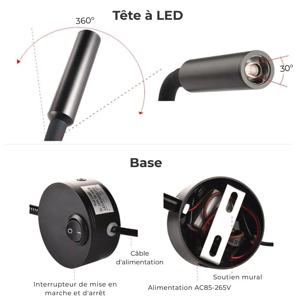 Lampe de Chevet Murale LED Flexible