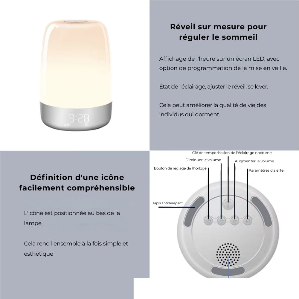 Lampe de Chevet Réveil Cylindrique