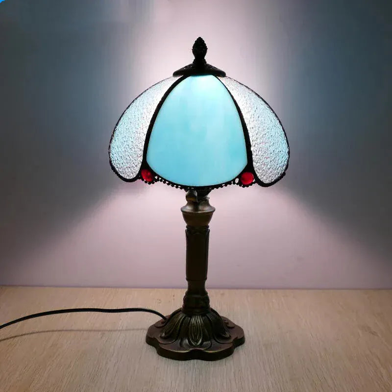 Lampe de Chevet Vitrail Bleu Azur