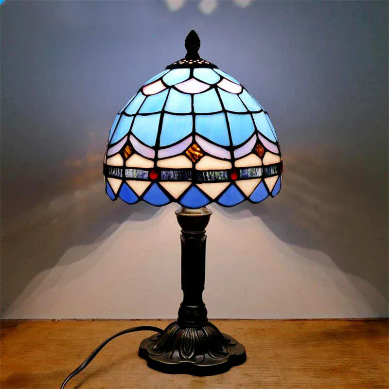 Lampe de Chevet Vitrail Bleu Céleste