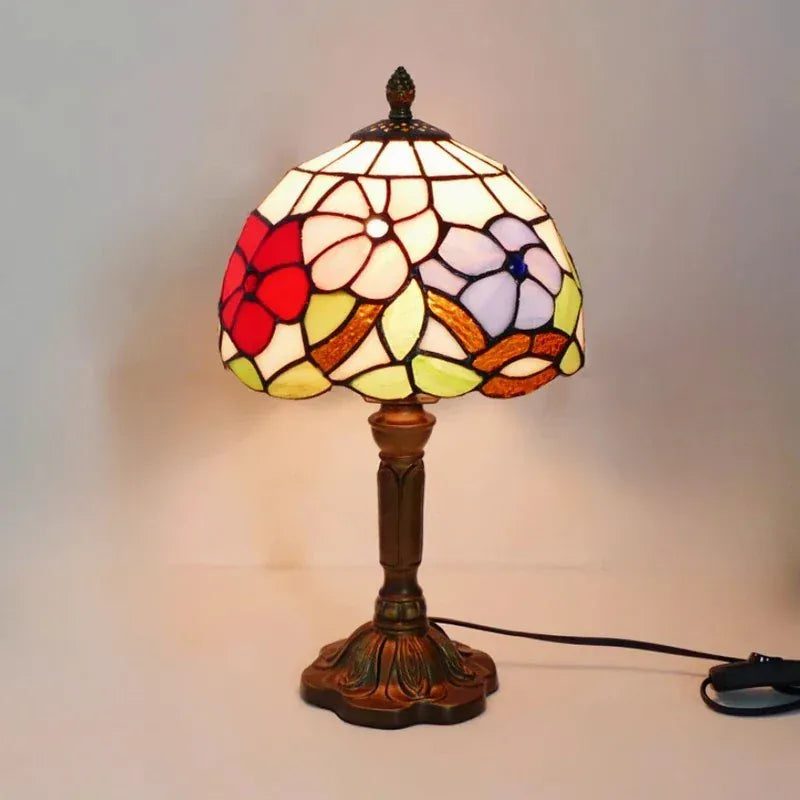 Lampe de Chevet Vitrail Bouquet Floral