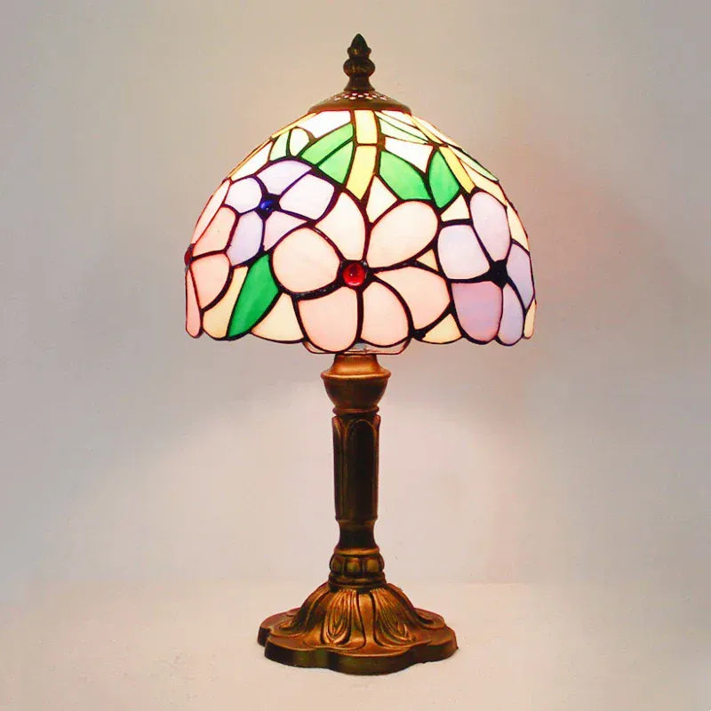 Lampe de Chevet Vitrail Cerisier Rose