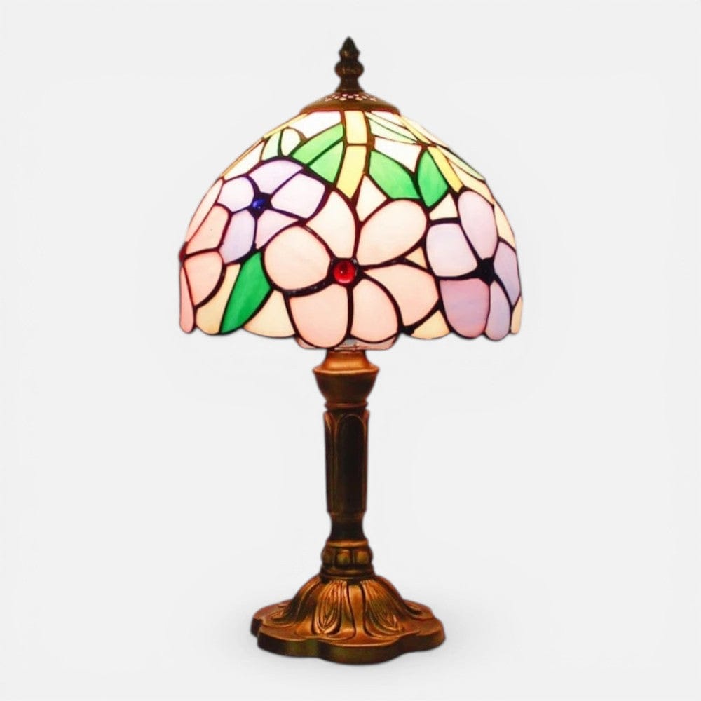 Lampe de Chevet Vitrail Cerisier Rose