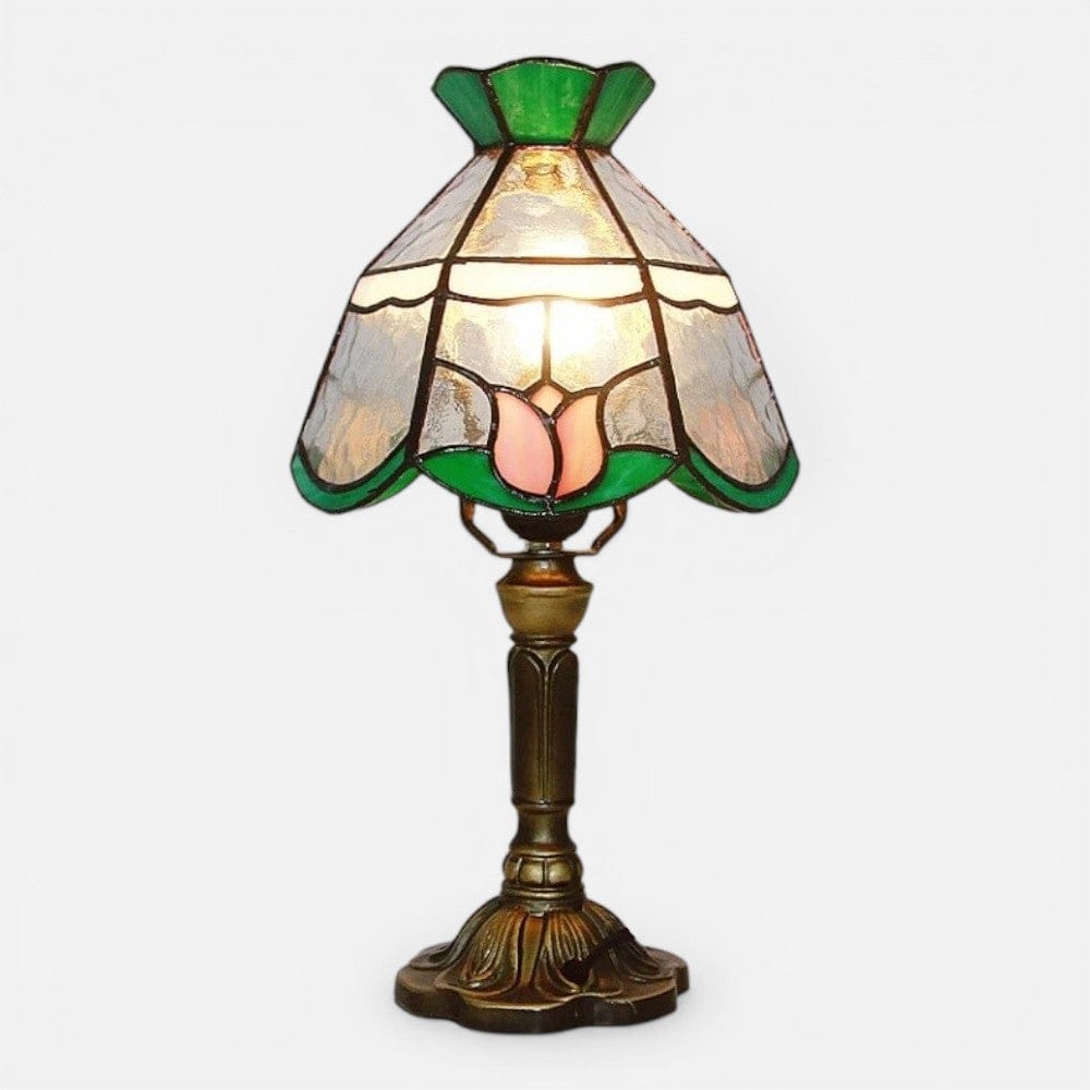 Lampe de Chevet Vitrail Fleur Rose