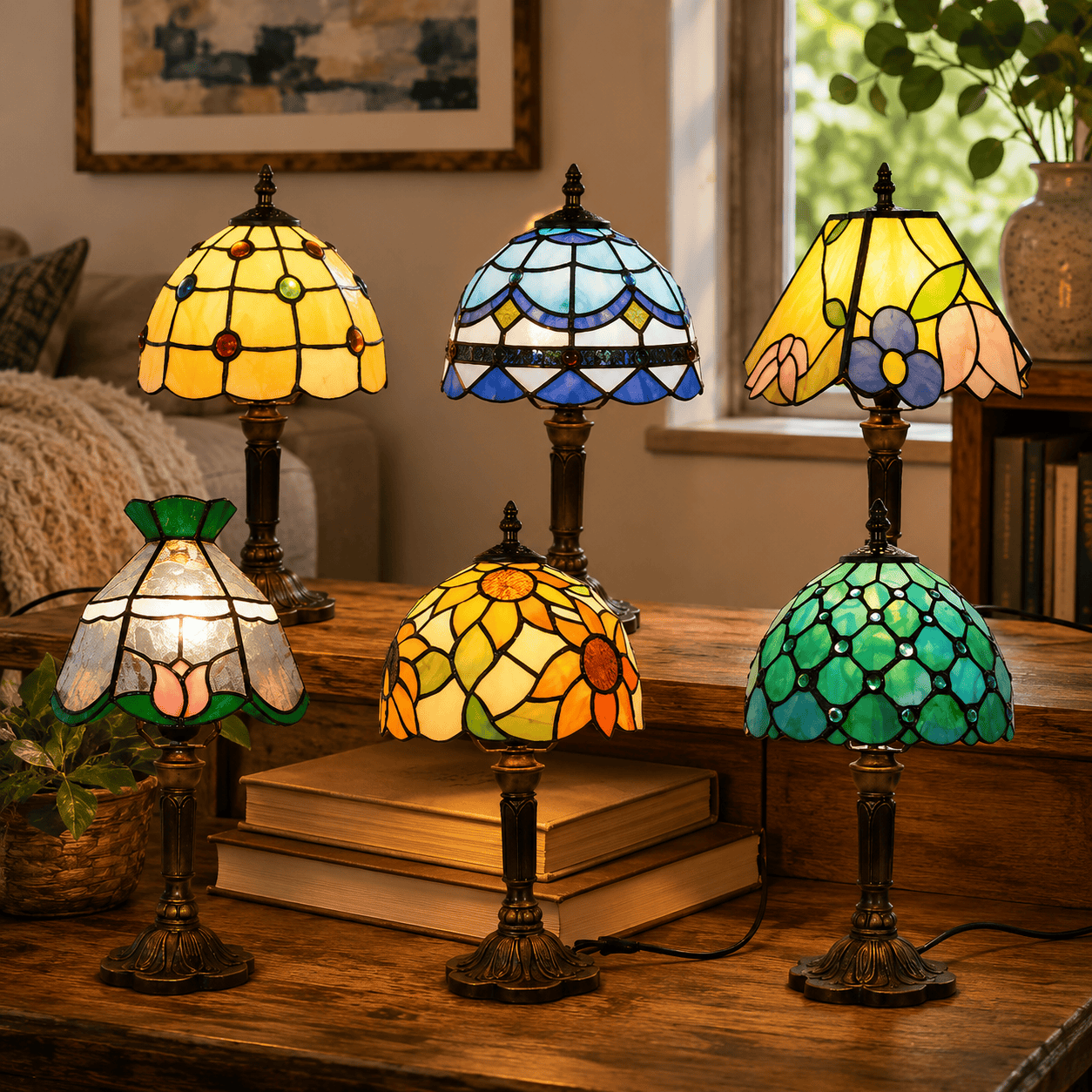 Lampe de Chevet Vitrail Glycine
