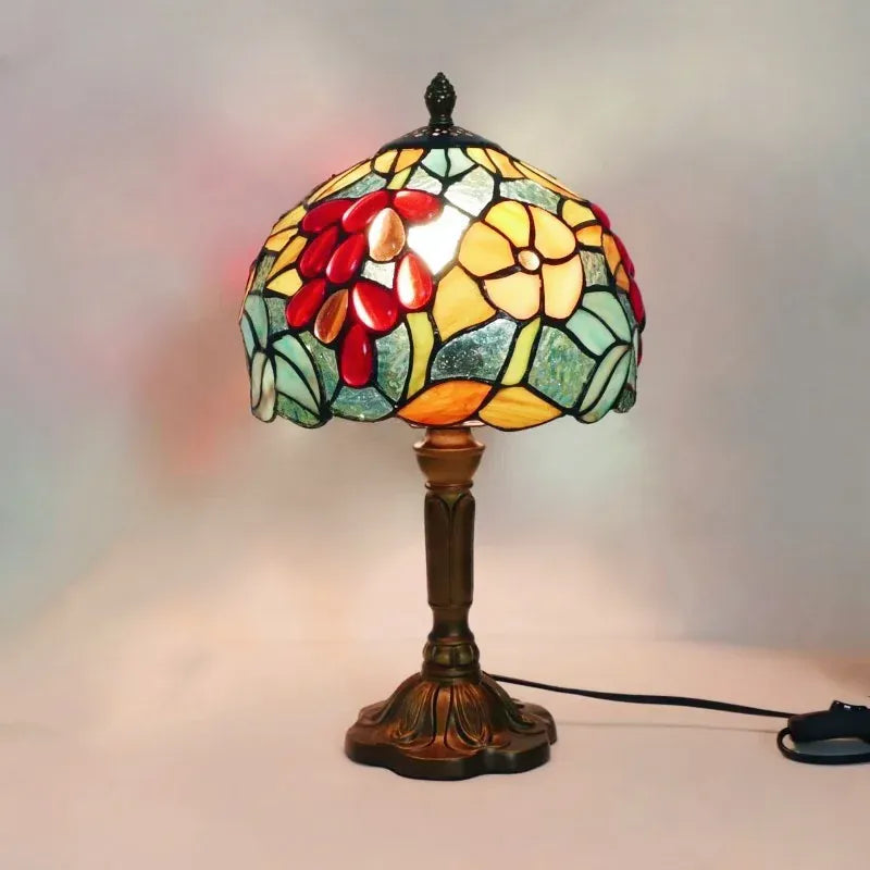 Lampe de Chevet Vitrail Jardin Floral