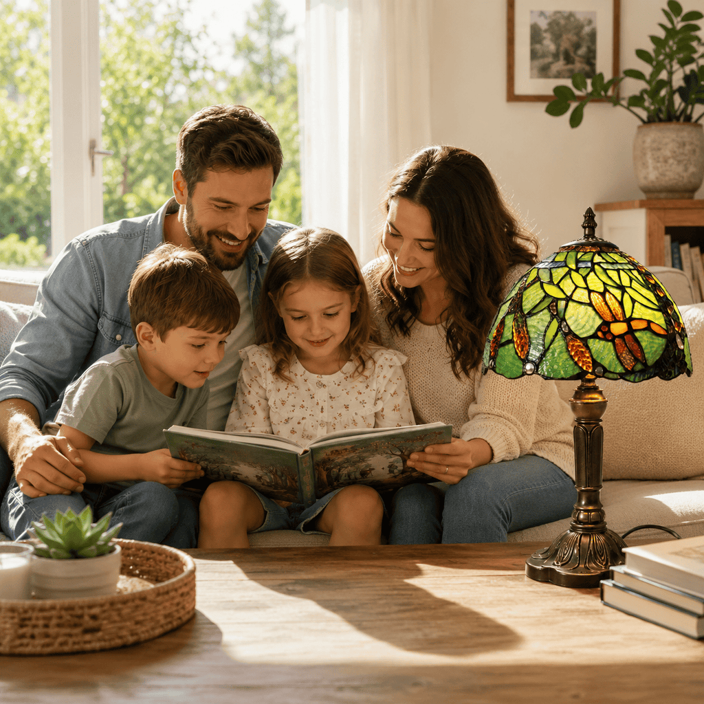 Lampe de Chevet Vitrail Libellule