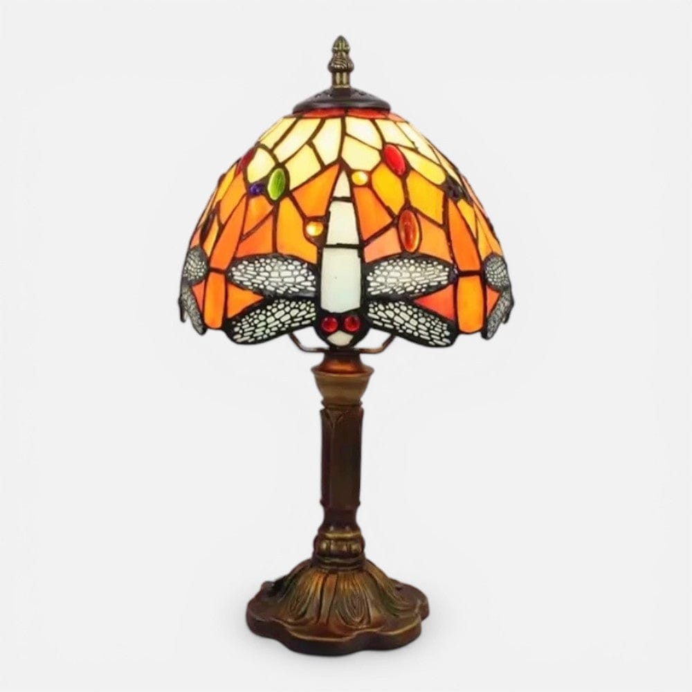 Lampe de Chevet Vitrail Libellule Ambre