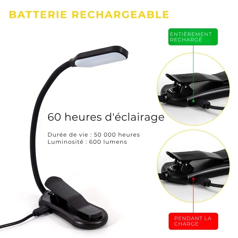 Lampe de Lecture Design Flexible Clip