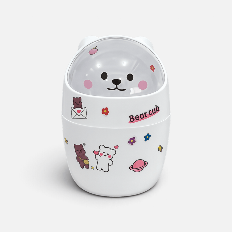 Mini Poubelle Visage d'Ours Kawaii