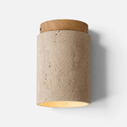 Plafonnier LED Travertin Bois Forme Tube