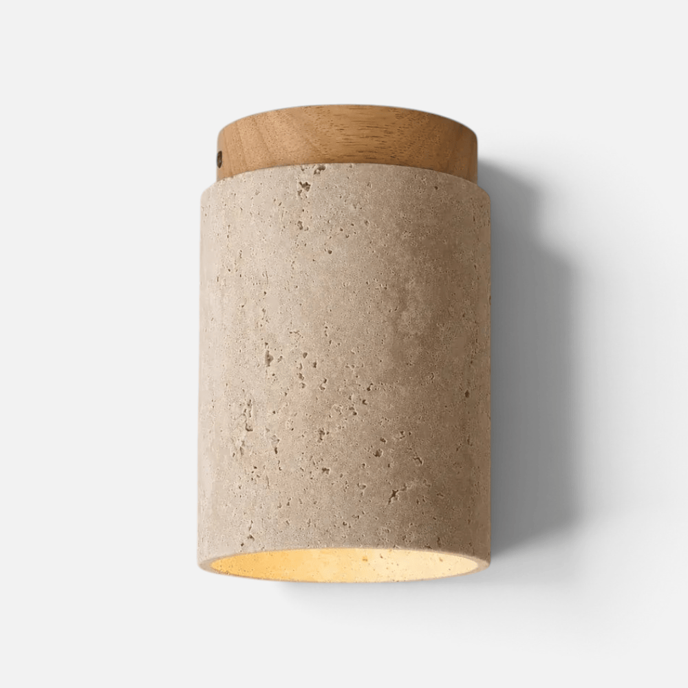 Plafonnier LED Travertin Bois Forme Tube