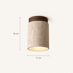 Plafonnier LED Travertin Bois Forme Tube