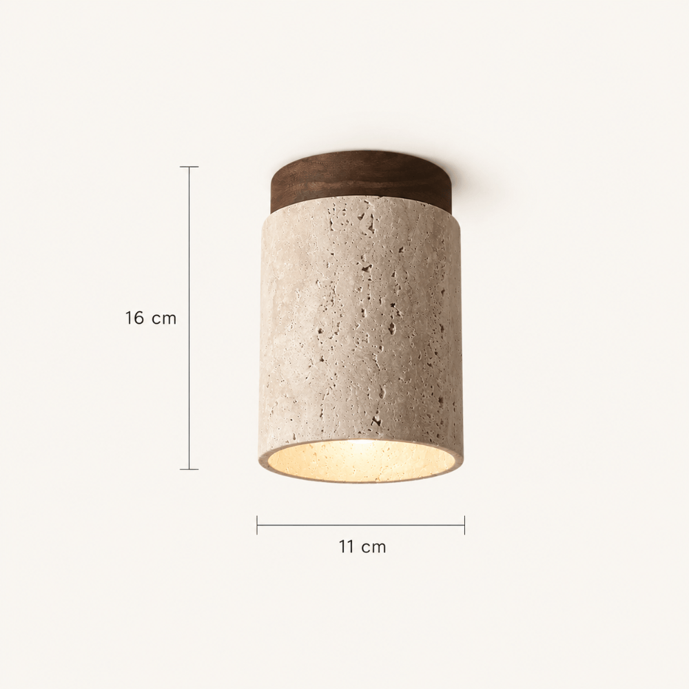 Plafonnier LED Travertin Bois Forme Tube