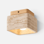 Plafonnier Travertin Cube Bois Design Nordique