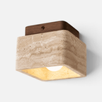 Plafonnier Travertin Cube Bois Design Nordique
