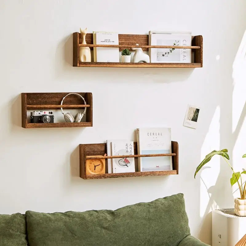 Porte Livre Mural Étagère en Bois