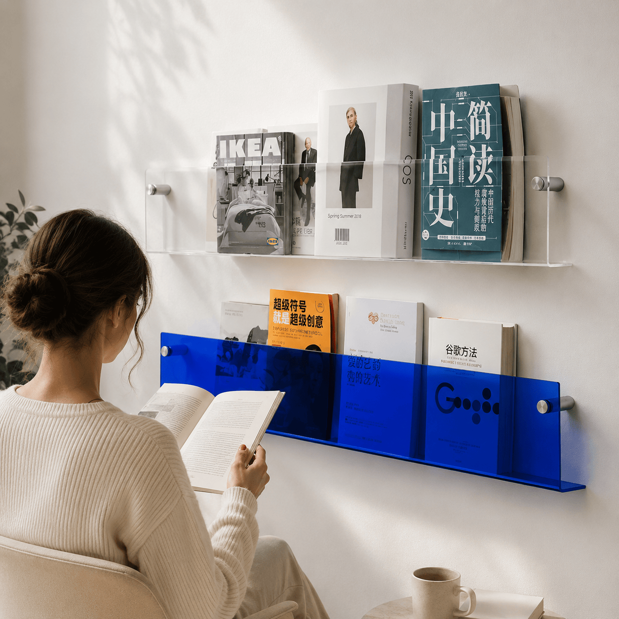 Porte Livre Mural Transparent