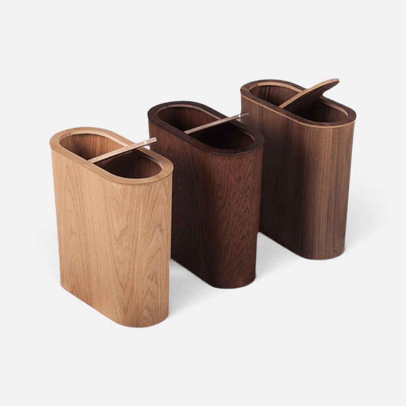 Poubelle Bois Ovale Design Épuré