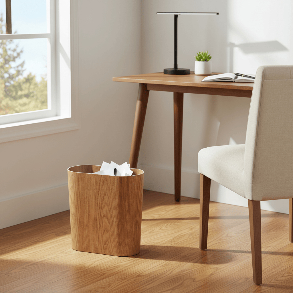 Poubelle Bois Ovale Design Épuré