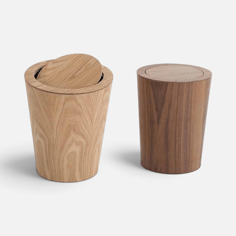 Poubelle Bois Ronde Design Épuré