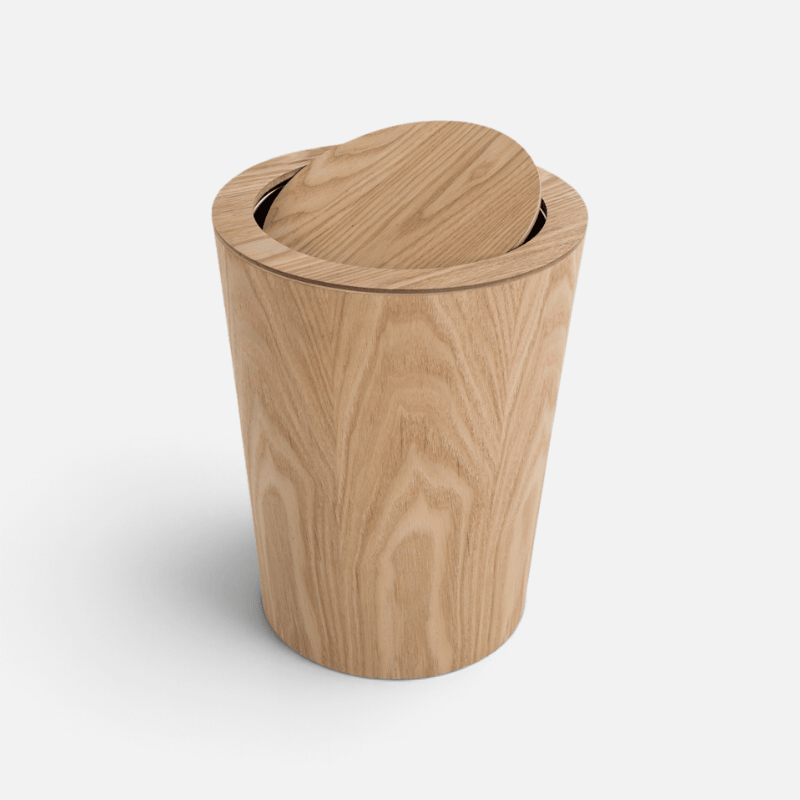 Poubelle Bois Ronde Design Épuré