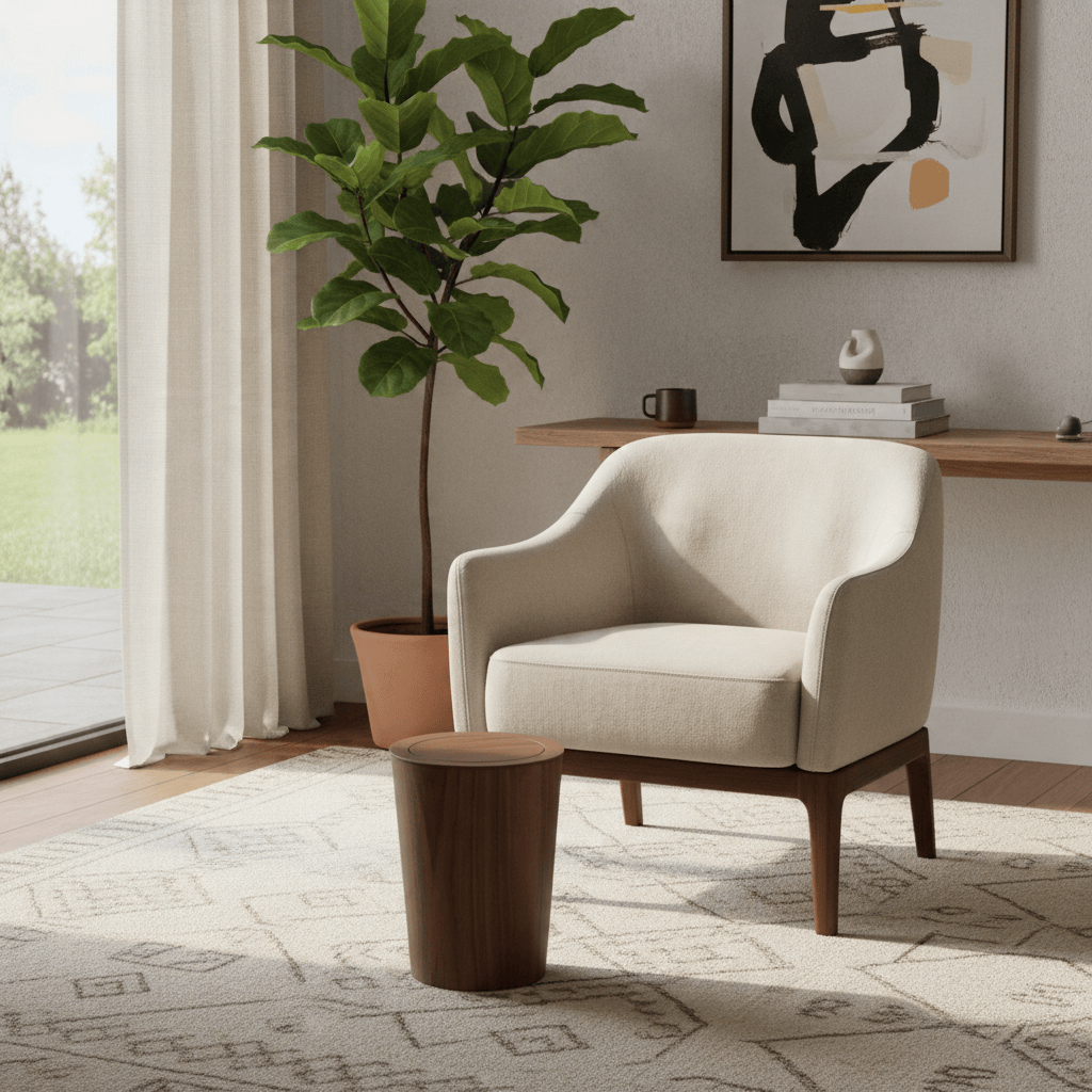 Poubelle Bois Ronde Design Épuré