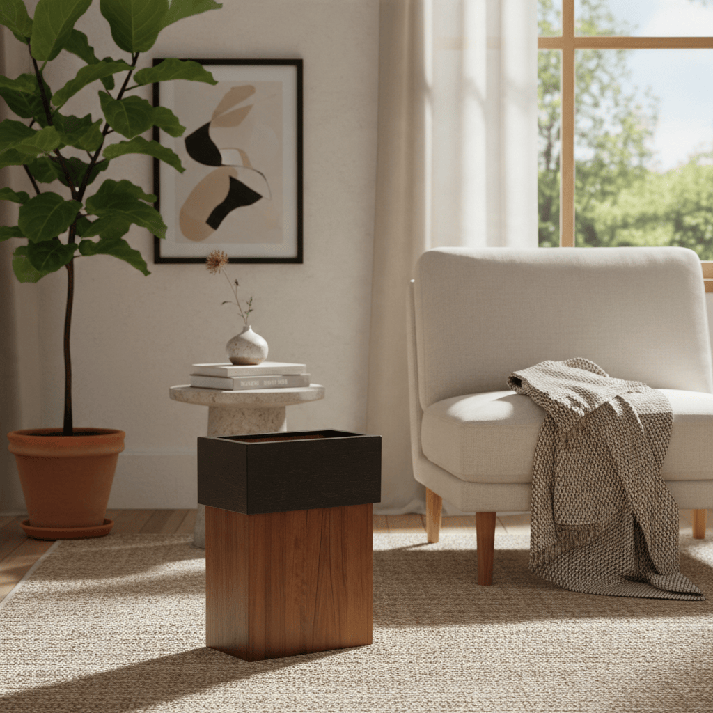 Poubelle Bois Slim Design Contemporain
