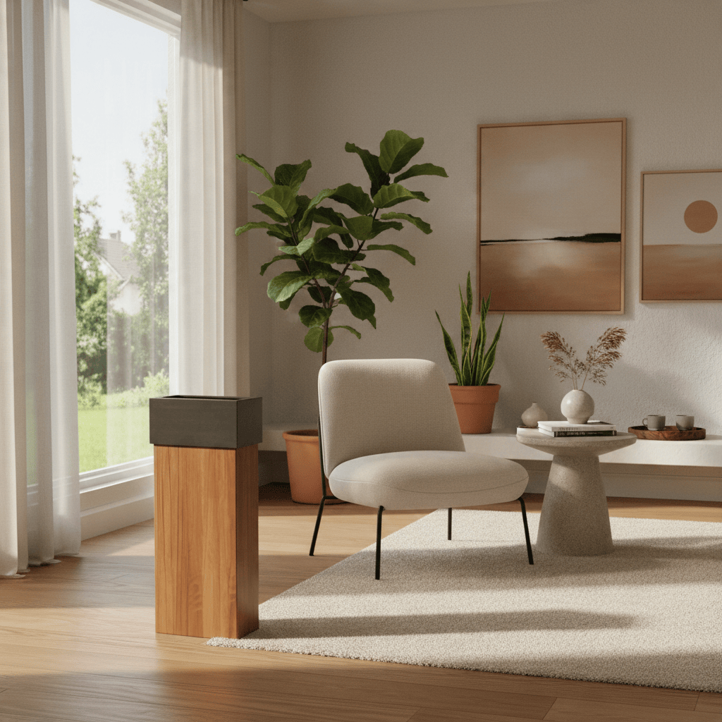 Poubelle Bois Slim Design Contemporain