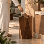 Poubelle Design Bois Forme Diamant