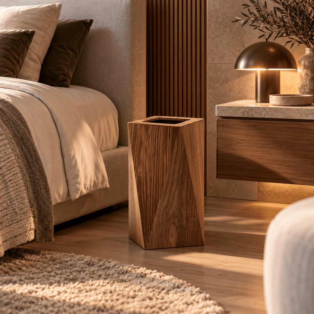 Poubelle Design Bois Forme Diamant
