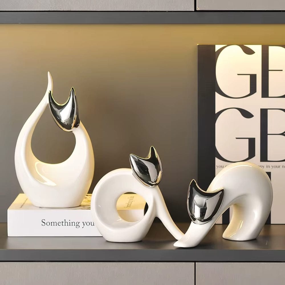 Serre Livre Statue Chat Design