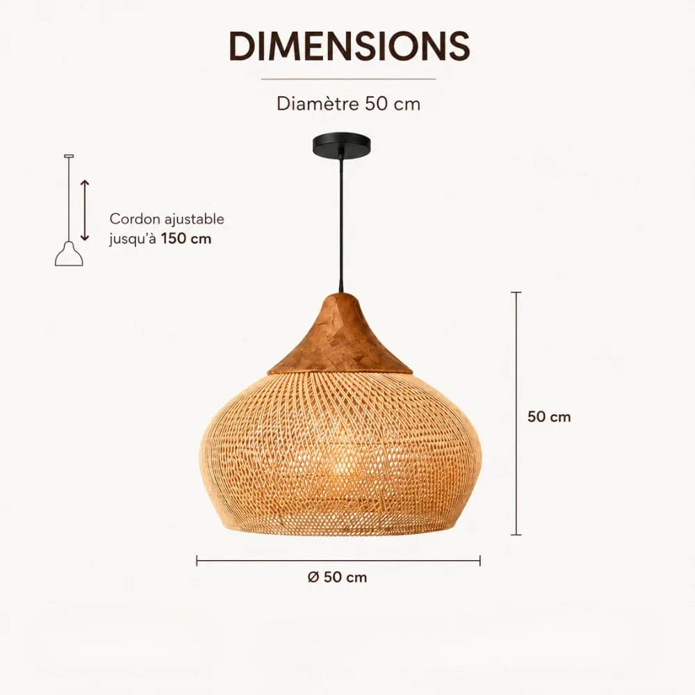 Suspension Rotin Tressé Forme Goutte