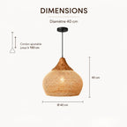 Suspension Rotin Tressé Forme Goutte