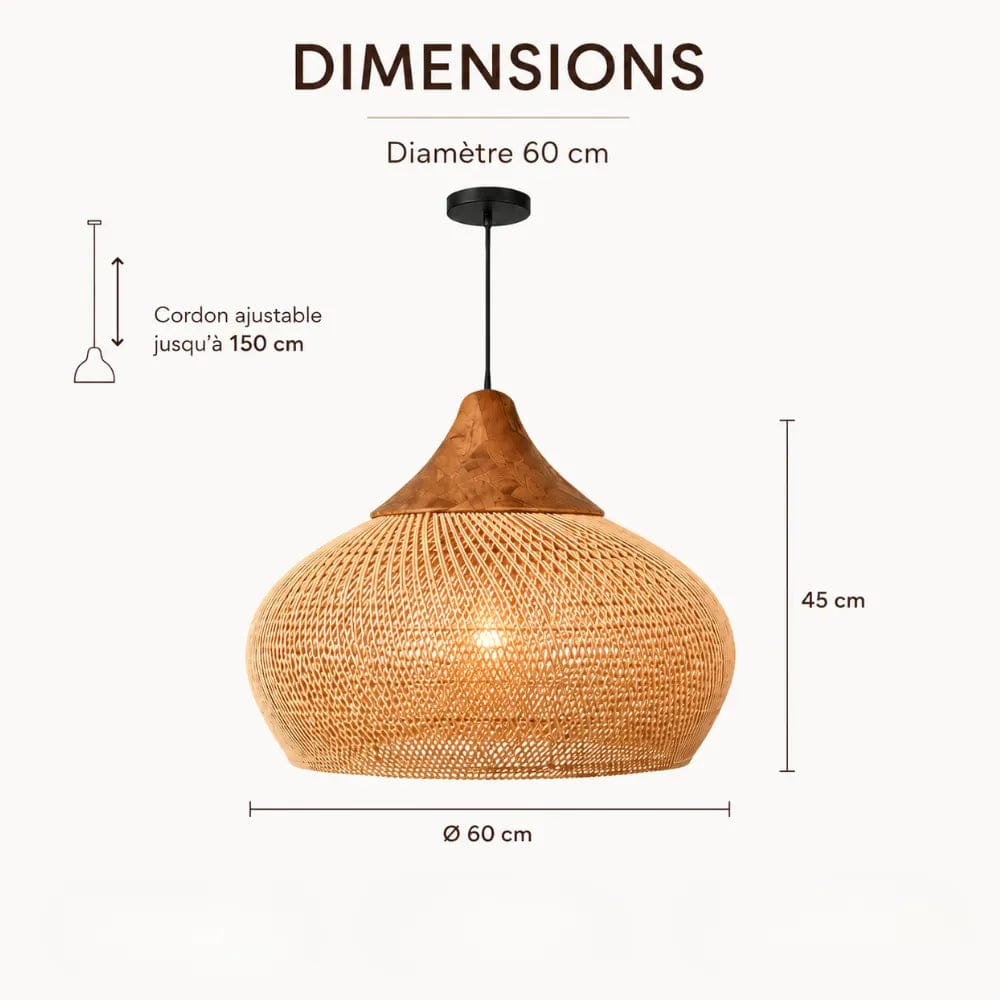 Suspension Rotin Tressé Forme Goutte