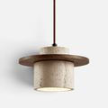Suspension Travertin Design Scandinave Disque Bois