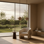 Suspension Travertin Design Scandinave Disque Bois